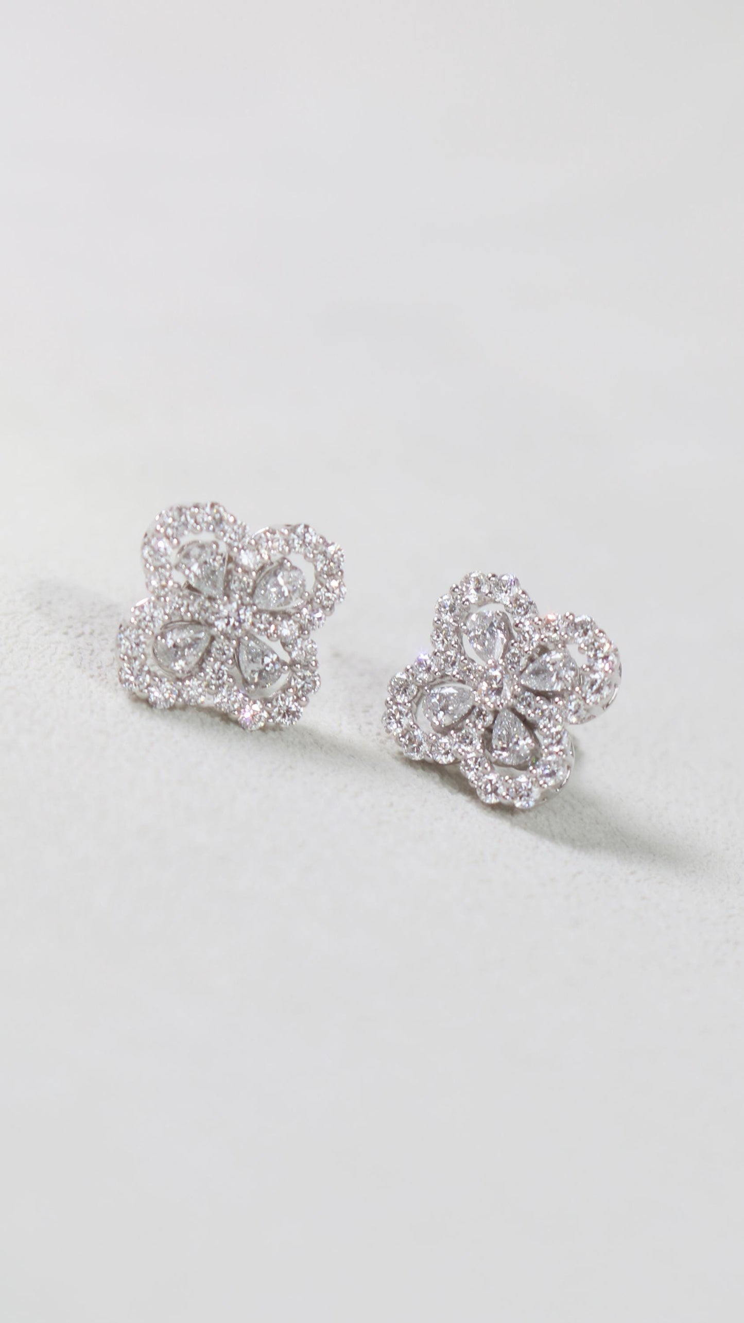 cluster Stud Earrings with 1.60 TCW Pear & Round Cut Moissanite