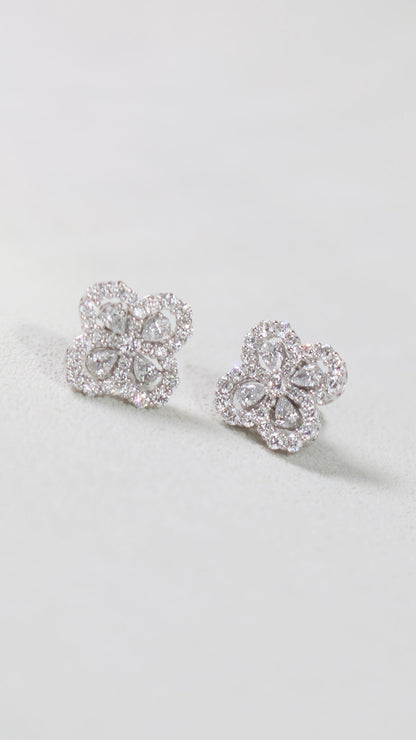 cluster Stud Earrings with 1.60 TCW Pear & Round Cut Moissanite
