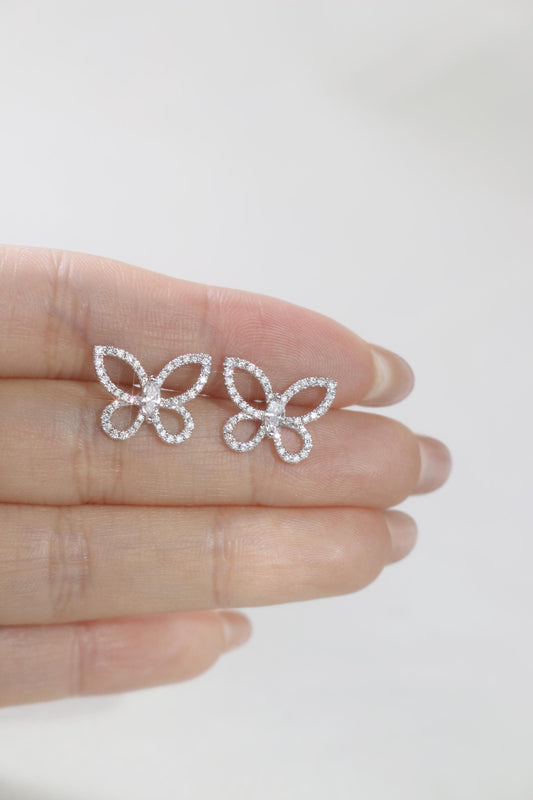 butterfly Stud Earrings with 0.50 TCW Round Cut Moissanite
