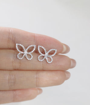 butterfly Stud Earrings with 0.50 TCW Round Cut Moissanite