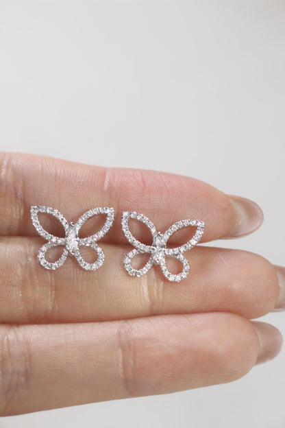 butterfly Stud Earrings with 0.50 TCW Round Cut Moissanite