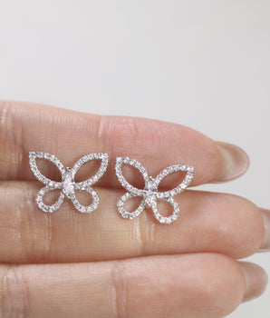 butterfly Stud Earrings with 0.50 TCW Round Cut Moissanite