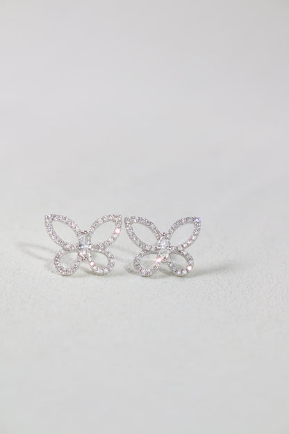butterfly Stud Earrings with 0.50 TCW Round Cut Moissanite
