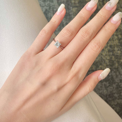 Princess cut CVD diamond solitaire style engagement ring