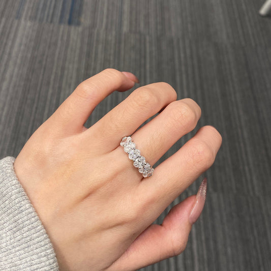 1.8 TCW Oval Half Eternity Lab Grown Diamond Wedding Band