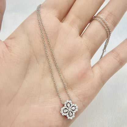 Leaf Clover Necklace with 0.50 TCW Pear & Round Cut Moissanite