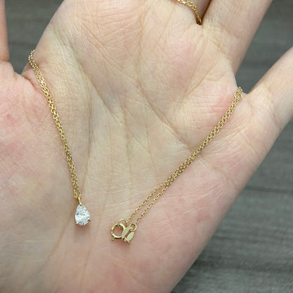 Solitaire Necklace with 0.30 TCW Pear Cut Moissanite