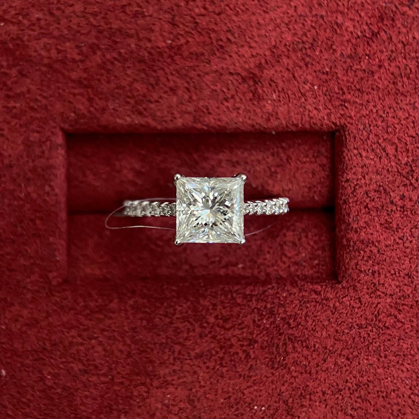 2.0 CT Princess E/VS1 CVD Diamond Pave Style Engagement Ring