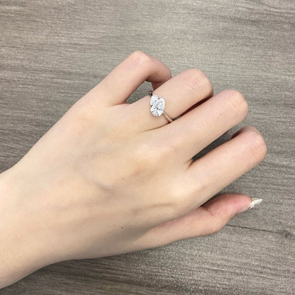 Pear cut CVD diamond two stone style engagement ring