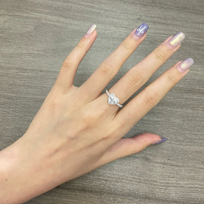 Heart cut CVD diamond pave style engagement ring