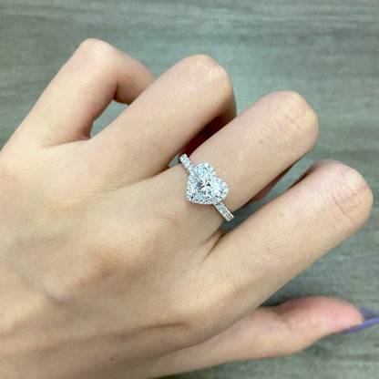 Heart cut CVD diamond pave style engagement ring