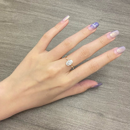 2.0 CT Oval D/VS1 CVD Diamond Dainty Setting Engagement Ring