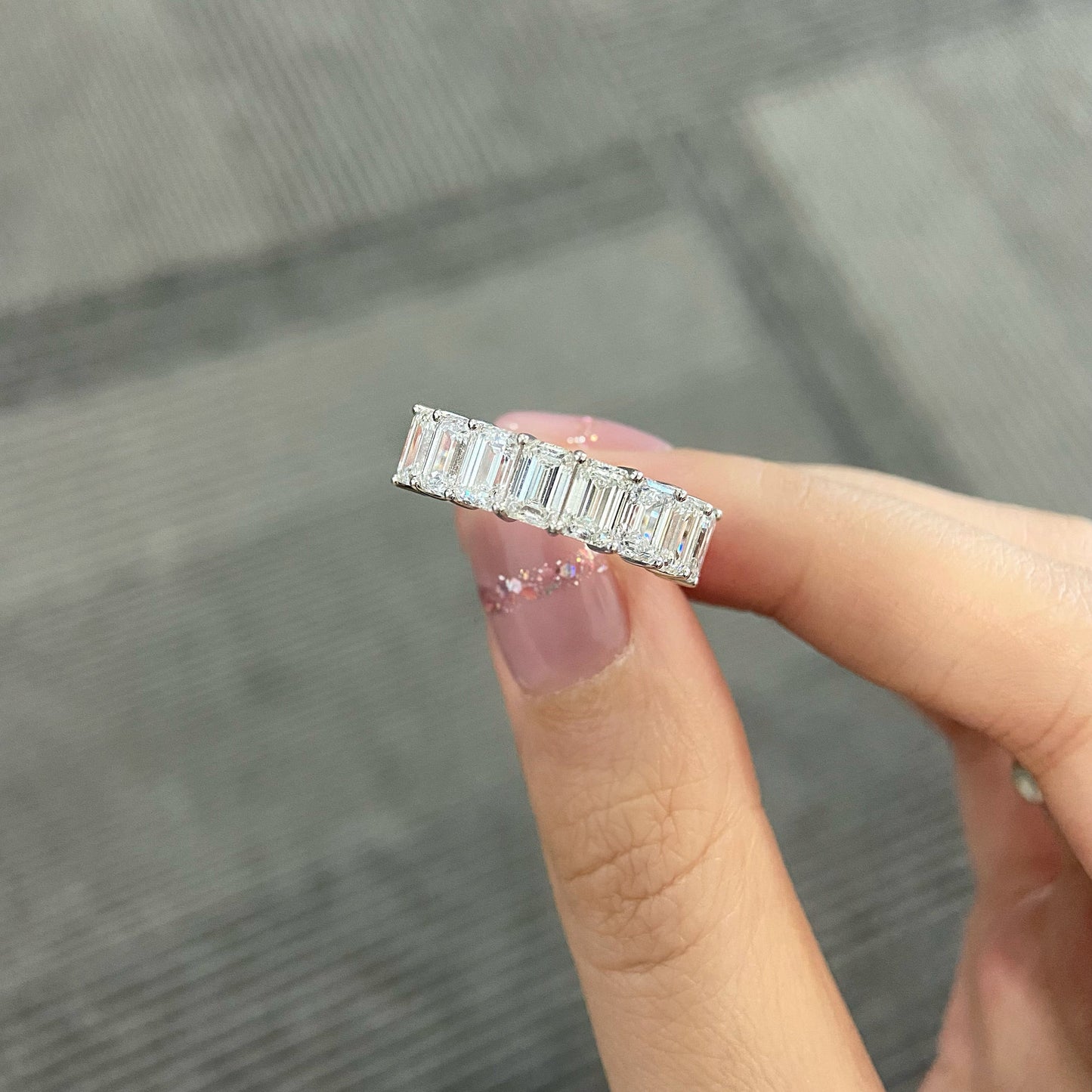 4.1 TCW Emerald Half Eternity Lab Grown Diamond Wedding Band