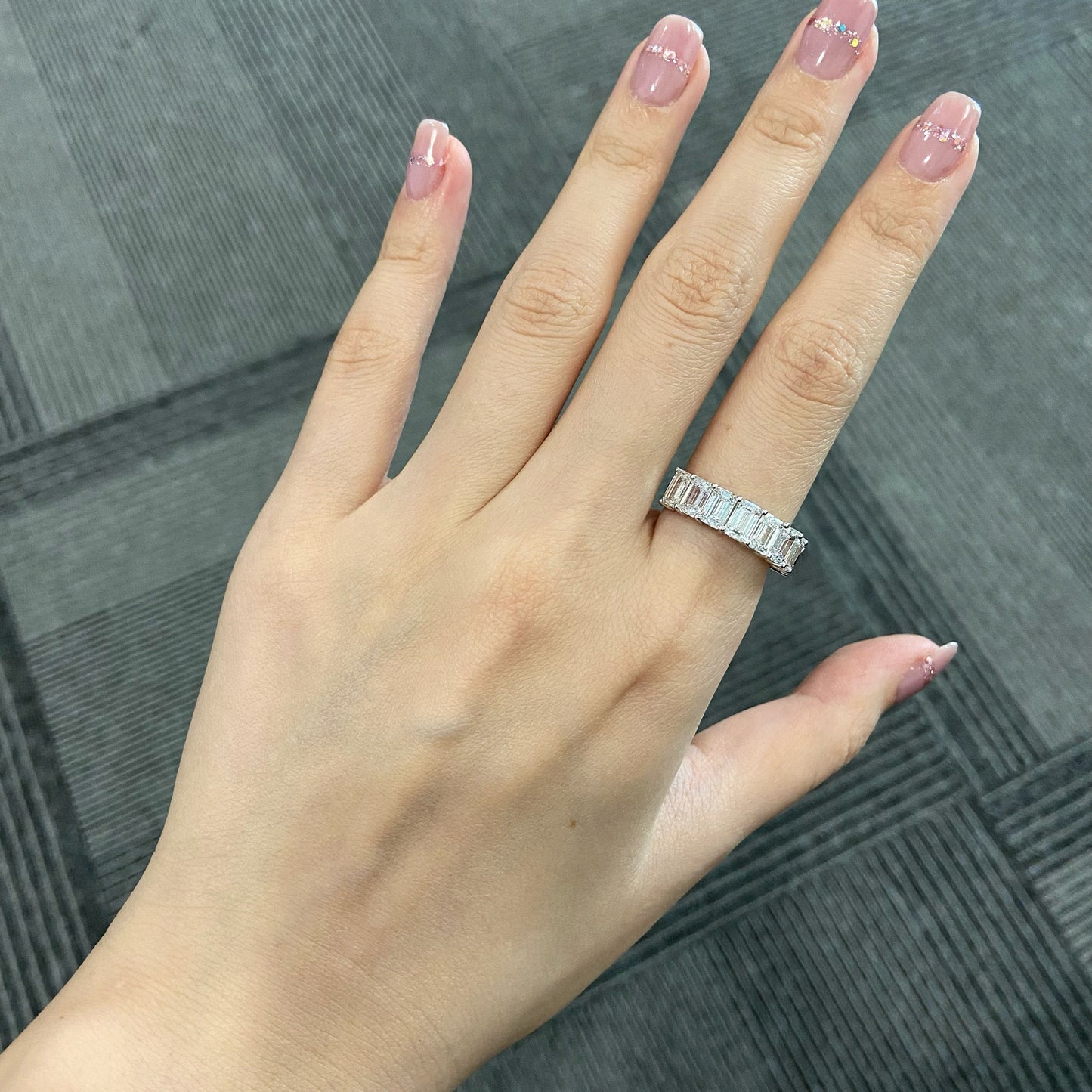 4.1 TCW Emerald Half Eternity Lab Grown Diamond Wedding Band