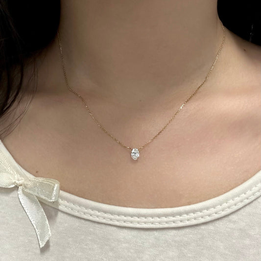 Solitaire Necklace with 0.50 TCW Oval Cut Moissanite