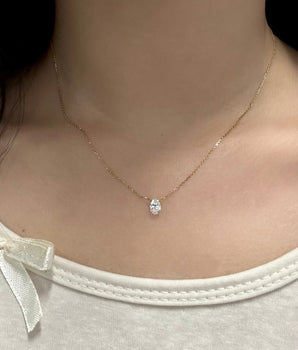 Solitaire Necklace with 0.50 TCW Oval Cut Moissanite