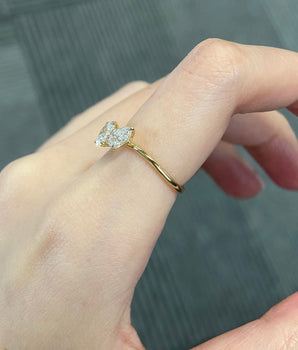 0.1 CT Oval & Pear E/VS1 CVD Diamond Two Stone Style Engagement Ring