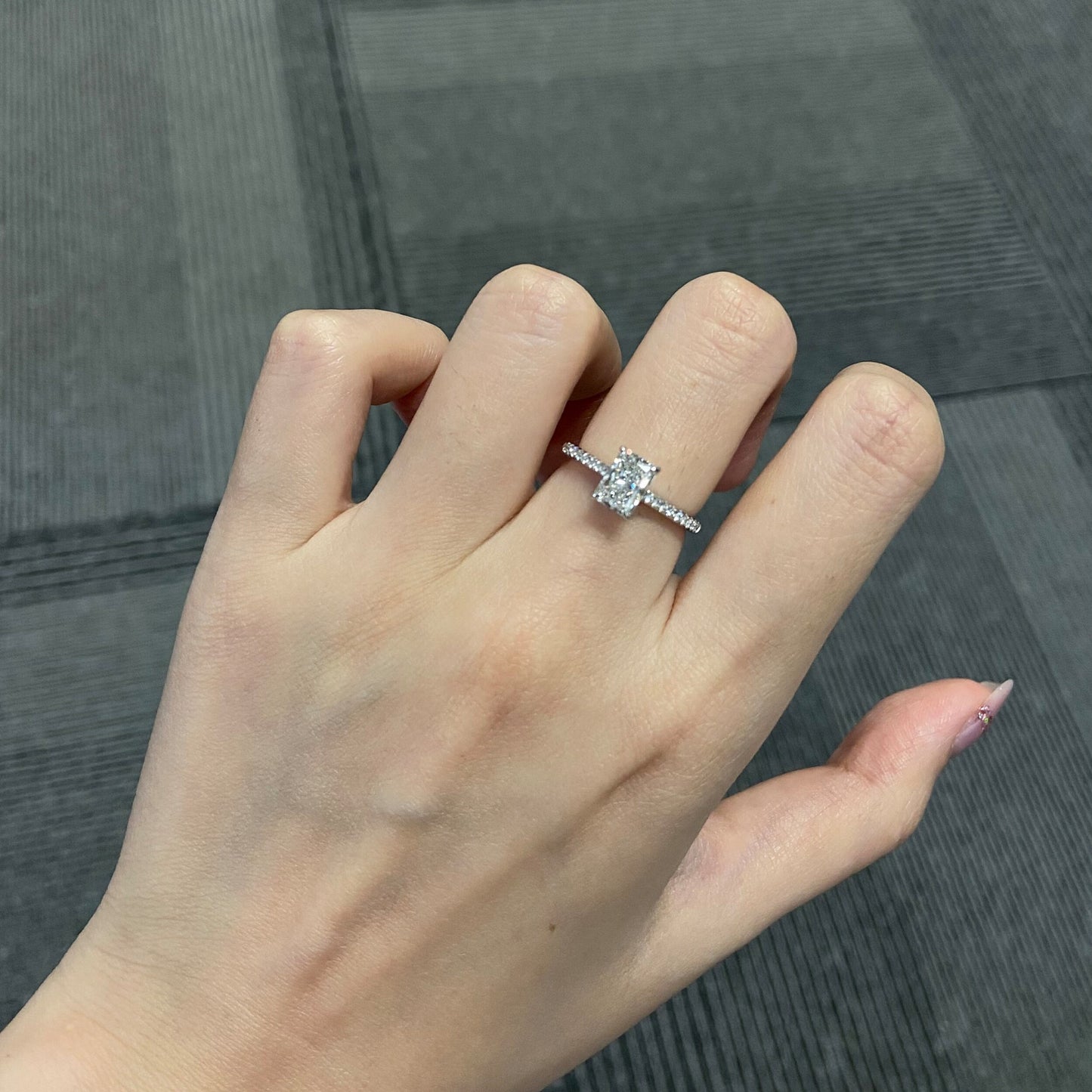 1.0 CT Radiant F/VS2 CVD Diamond Pave Setting Engagement Ring