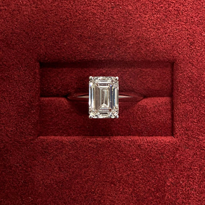 3.0 CT Emerald E/VVS2 CVD Diamond Solitaire Style Engagement Ring