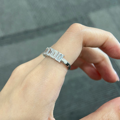 4.1 TCW Emerald Half Eternity Lab Grown Diamond Wedding Band