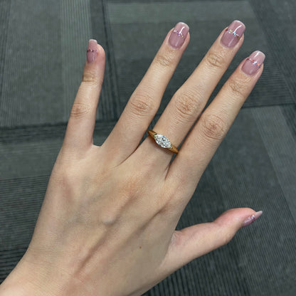 Marquise cut CVD diamond solitaire engagement ring
