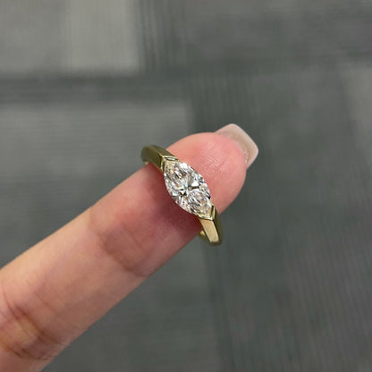Marquise cut CVD diamond solitaire engagement ring