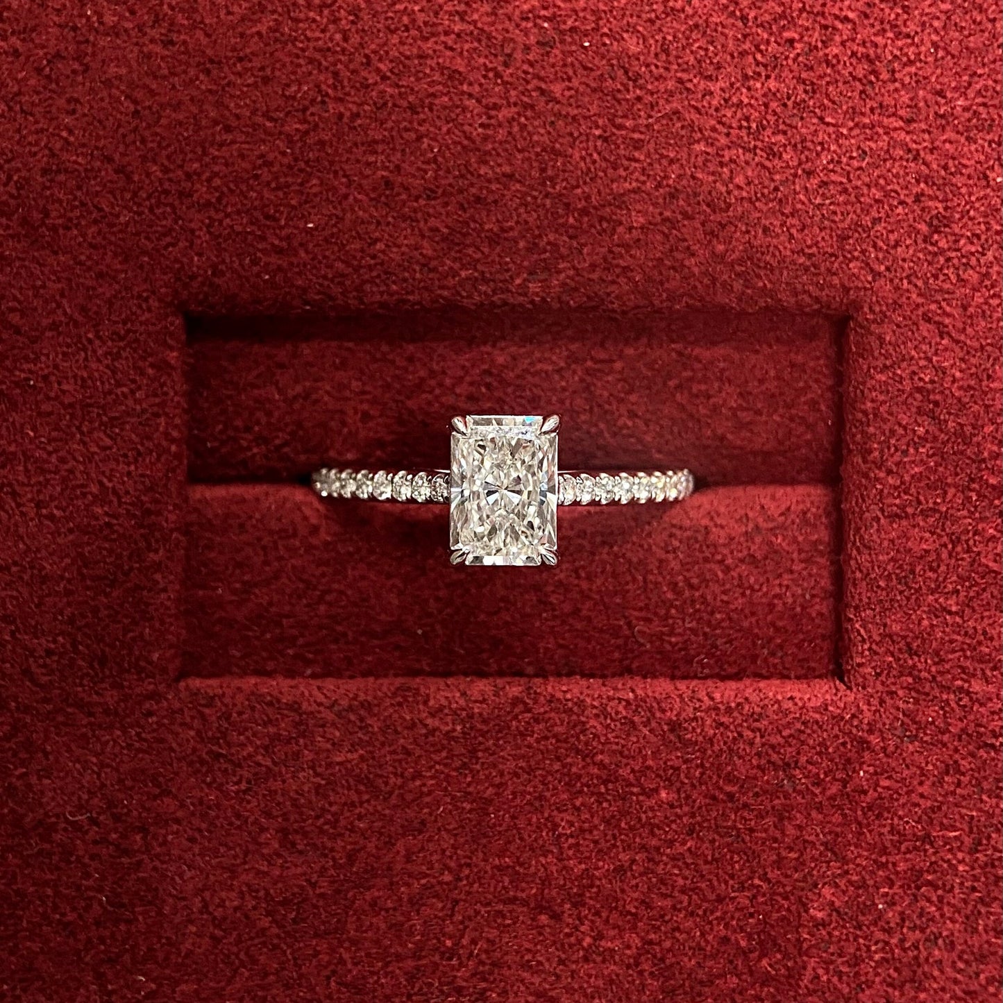 1.0 CT Radiant F/VS2 CVD Diamond Pave Setting Engagement Ring