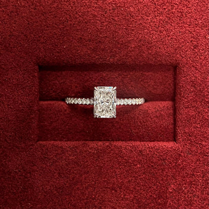 1.0 CT Radiant F/VS2 CVD Diamond Pave Setting Engagement Ring