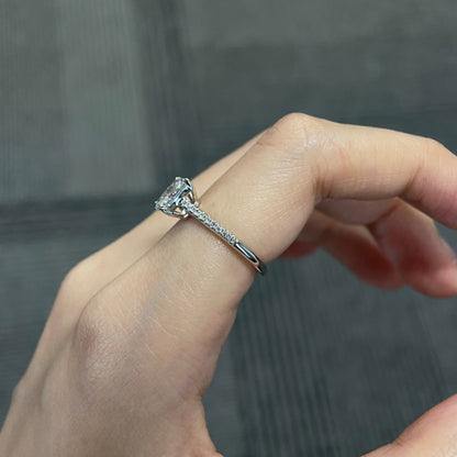 1.0 CT Radiant F/VS2 CVD Diamond Pave Setting Engagement Ring