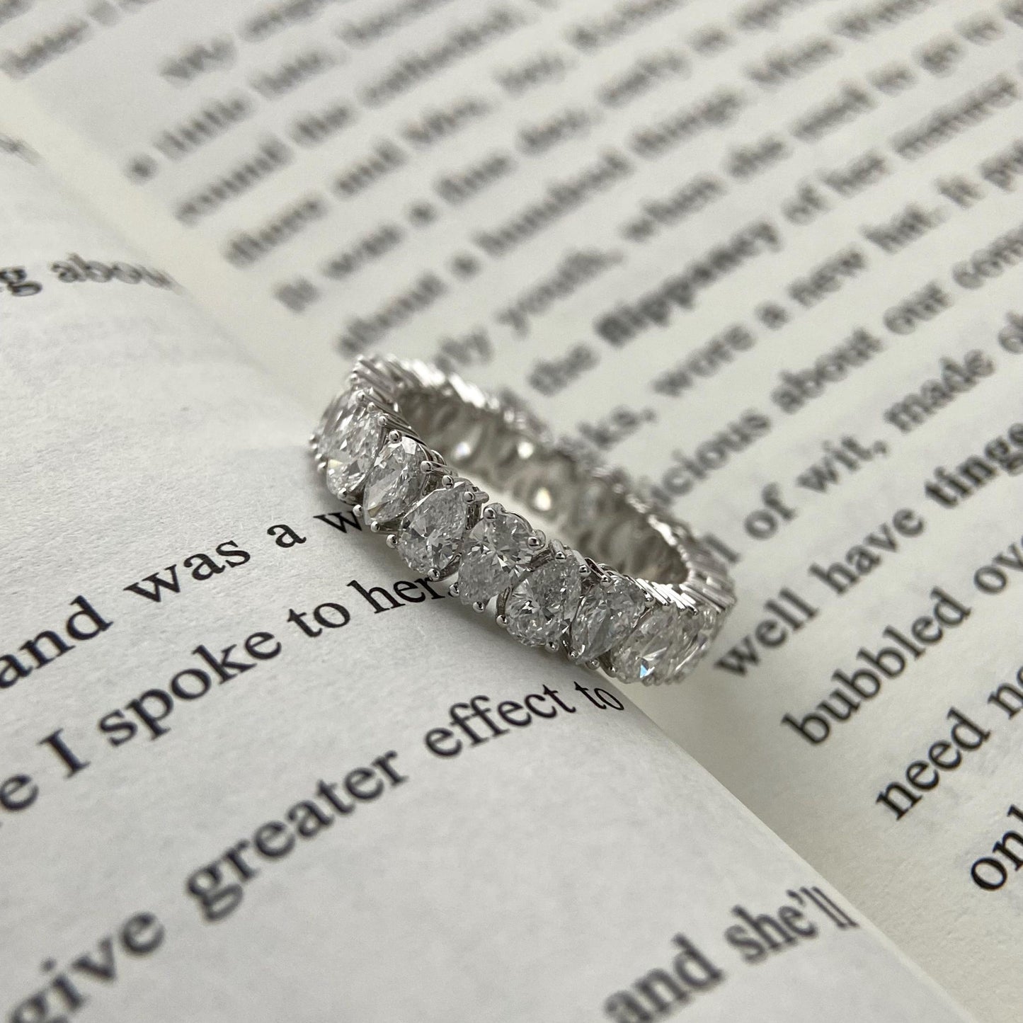 3.30 TCW Pear Full Eternity Lab Grown Diamond Wedding Band