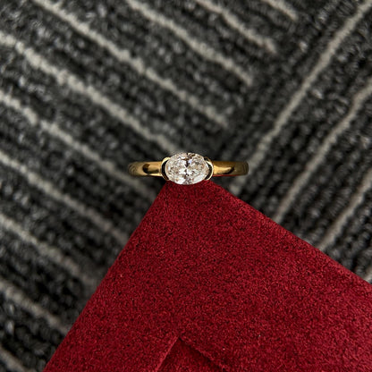 Oval cut CVD diamond solitaire engagement ring