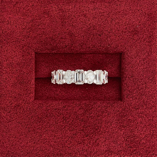 2.8 TCW Oval and Emerald Unique Eternity Lab Grown Diamond Wedding Band