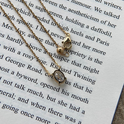 Solitaire Necklace with 1.0 TCW Oval Cut Moissanite