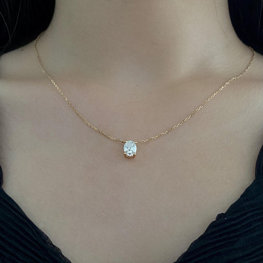 Solitaire Necklace with 1.0 TCW Oval Cut Moissanite
