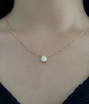 Solitaire Necklace with 1.0 TCW Oval Cut Moissanite