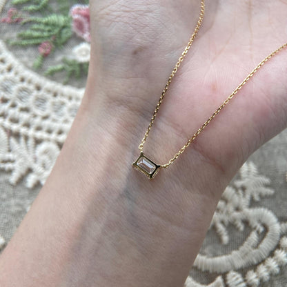Solitaire Necklace with 1.0 TCW Emerald Cut Moissanite