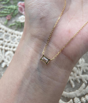 Solitaire Necklace with 1.0 TCW Emerald Cut Moissanite