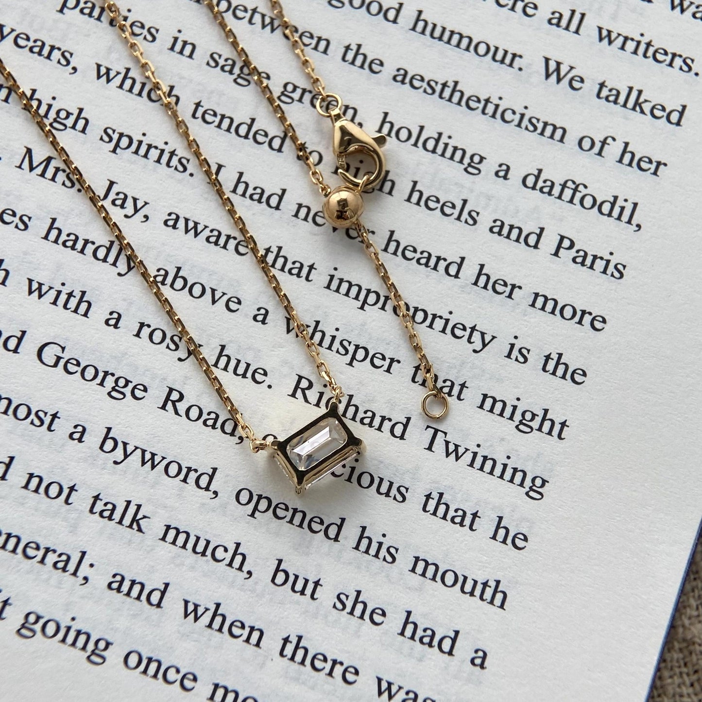 Solitaire Necklace with 1.0 TCW Emerald Cut Moissanite