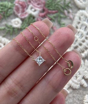Solitaire Necklace with 1.0 TCW Princess Cut Moissanite