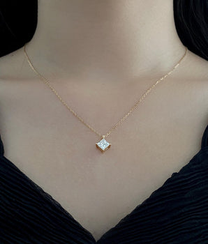 Solitaire Necklace with 1.0 TCW Princess Cut Moissanite