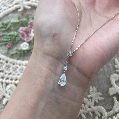 Teardrop Necklace with 1.01 TCW Pear Cut Moissanite