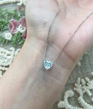 Solitaire Necklace with 1.5 TCW Heart Cut Moissanite
