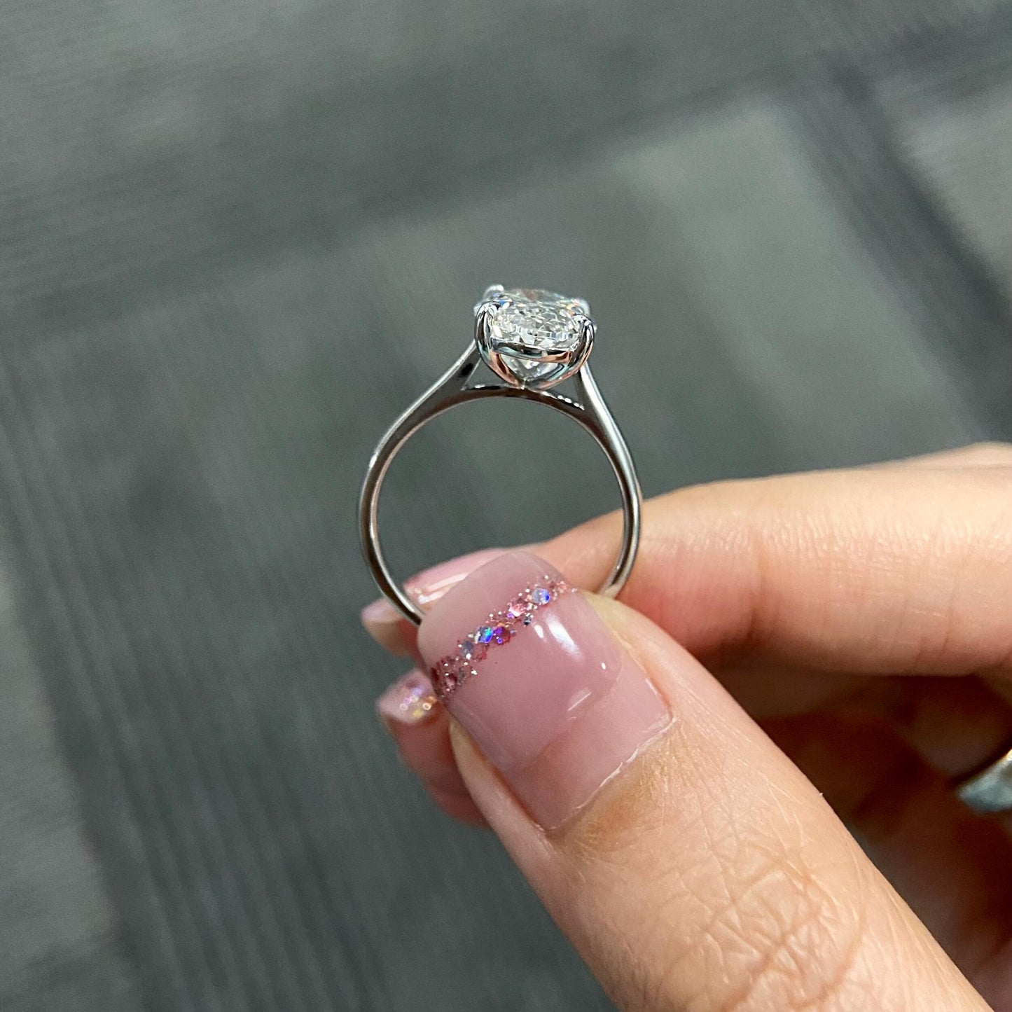 3.0 CT Oval D/VS1 CVD Diamond Solitaire Engagement Ring