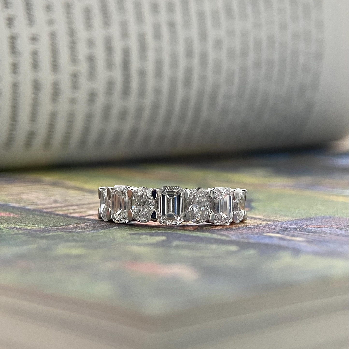 2.8 TCW Oval and Emerald Unique Eternity Lab Grown Diamond Wedding Band