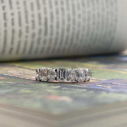2.8 TCW Oval and Emerald Unique Eternity Lab Grown Diamond Wedding Band