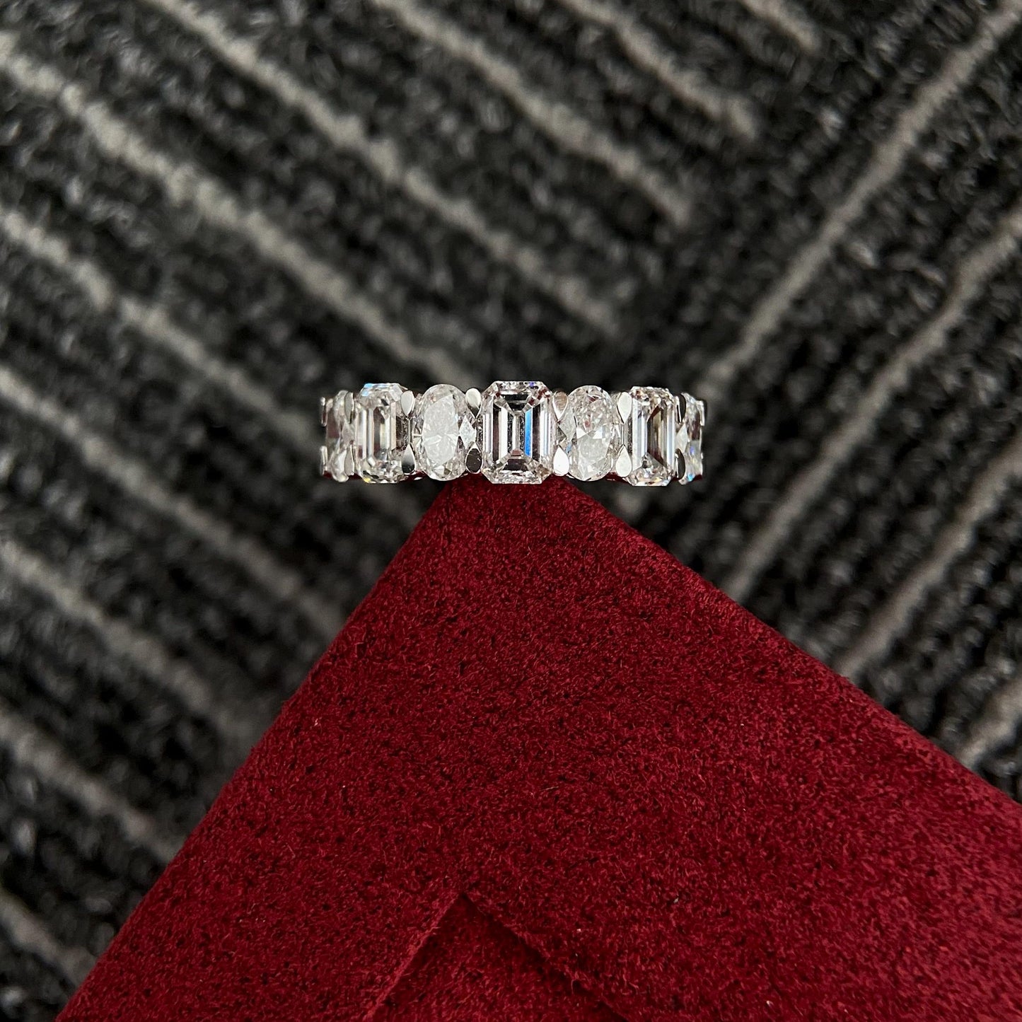 2.8 TCW Oval and Emerald Unique Eternity Lab Grown Diamond Wedding Band