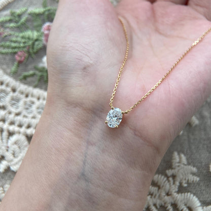 Solitaire Necklace with 1.0 TCW Oval Cut Moissanite