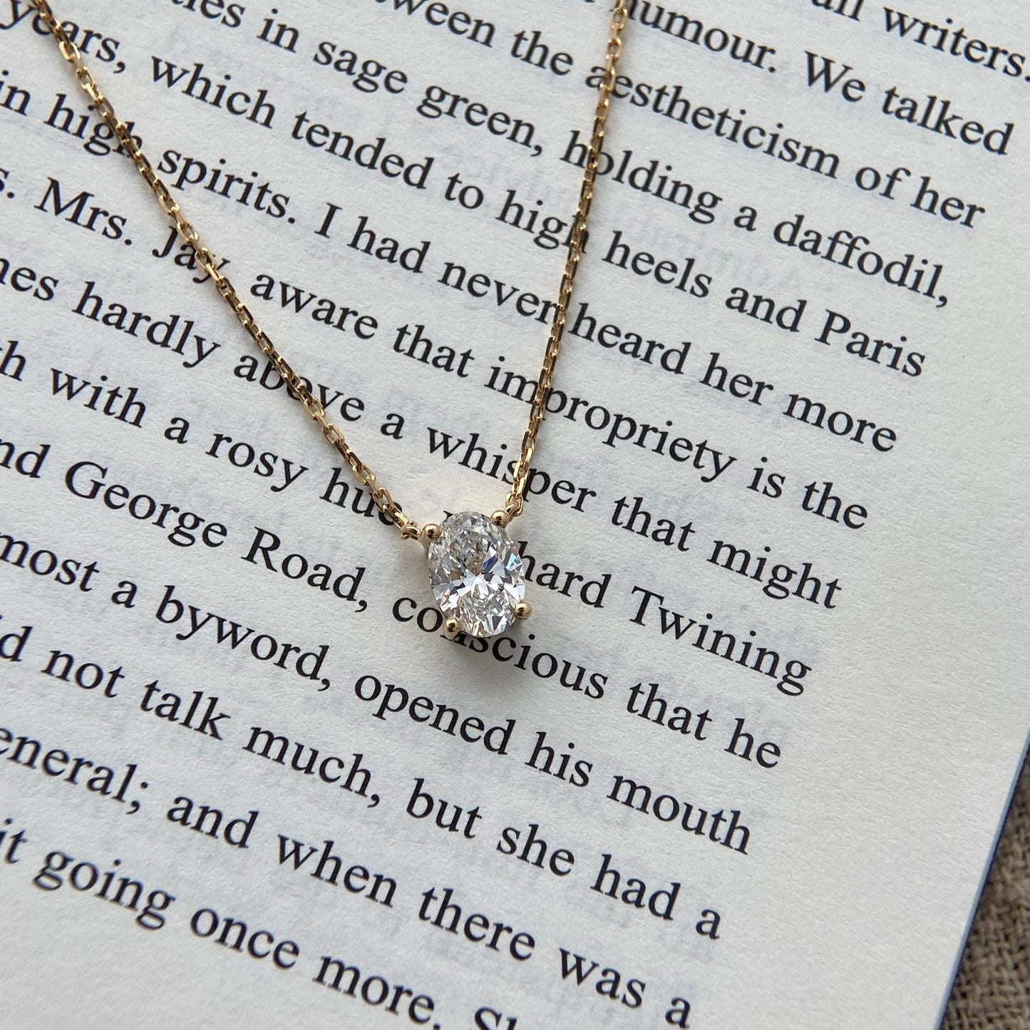 Solitaire Necklace with 1.0 TCW Oval Cut Moissanite