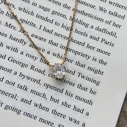 Solitaire Necklace with 1.0 TCW Oval Cut Moissanite