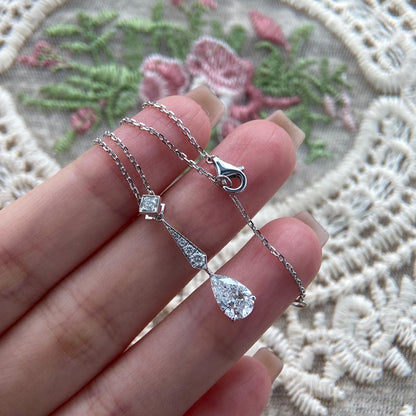 Teardrop Necklace with 1.01 TCW Pear Cut Moissanite